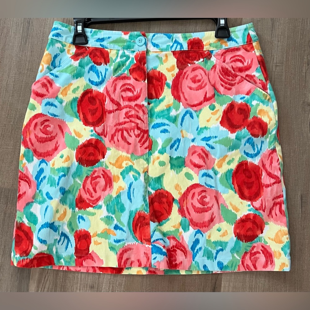 Talbots Orange and Red Mini Skirt Resort Wear women’s size 8